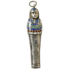 Enameled Silver Mummy Pendant