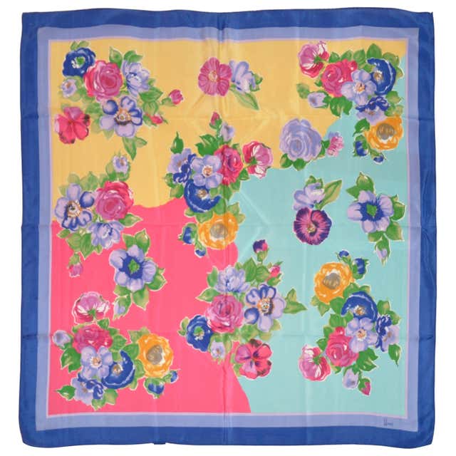 Gucci Multi-Color Floral Silk Scarf For Sale at 1stDibs | floral ...