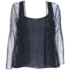 Halston Chiffon Tank and Beaded Jacket