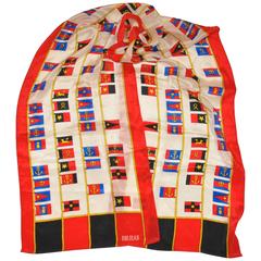 Vintage Bill Blass "Multi Flags" Rectangle Silk Scarf