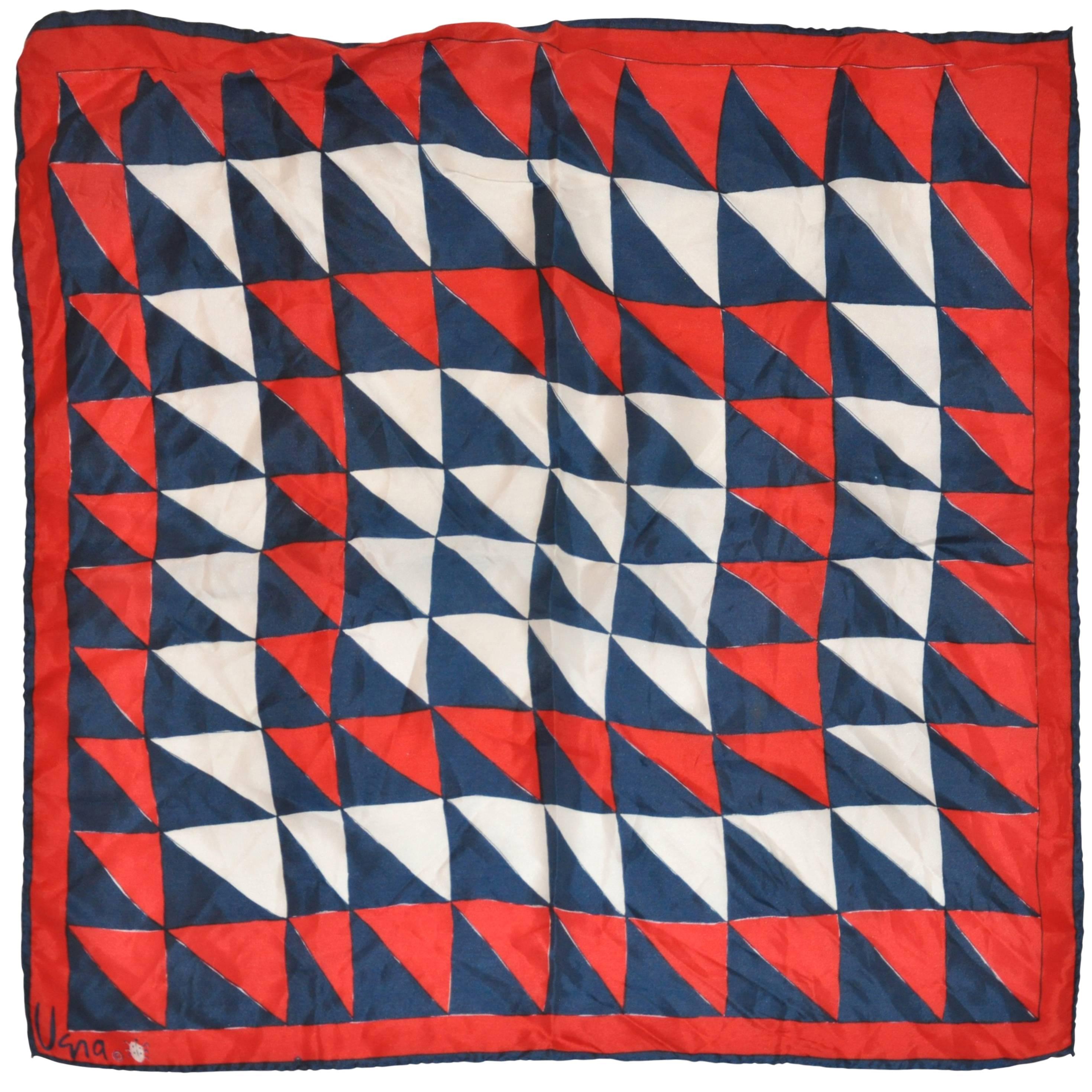 Vera Red, White & Blue "Triangle Print" Silk Scarf