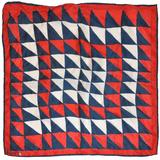 Écharpe en soie Vera rouge, blanche et bleue à imprimé triangulaire