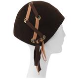 Sombrero Mod de fieltro de lana marrón de los años 60 con detalle de cordones