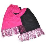 Atrevido Pañuelo de Crepe de Chine de Seda de Doble Capa "Tema Asiático" fucsia y azul marino