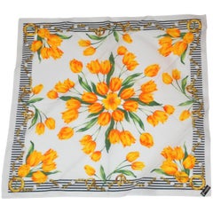 Valentino Cristy Cotton Multi-Color Floral with Stripes Border Handkerchief