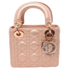Lady Dior Mini Pink Irediscent and Metallic Cannage Lambskin Handbag