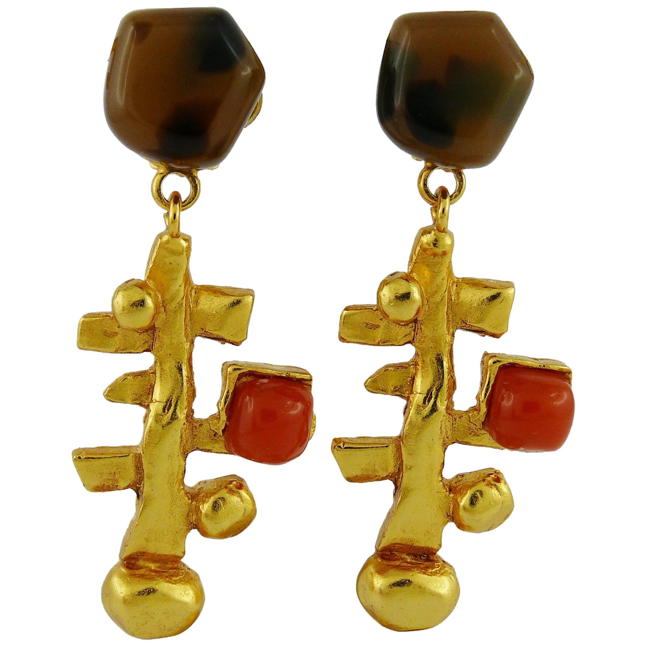 Christian Lacroix Vintage Abstract Dangling Earrings