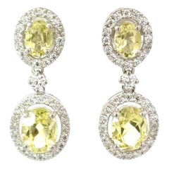 Pendientes de gota de topacio limón natural de 8,43 quilates en plata de ley 925 para regalo de mamá