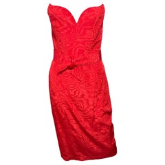 1990's Thierry Mugler Red Winged Strapless Dress