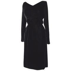 Ira Rentner Cocktail Dress 1950s New Look Black Velvet Size S