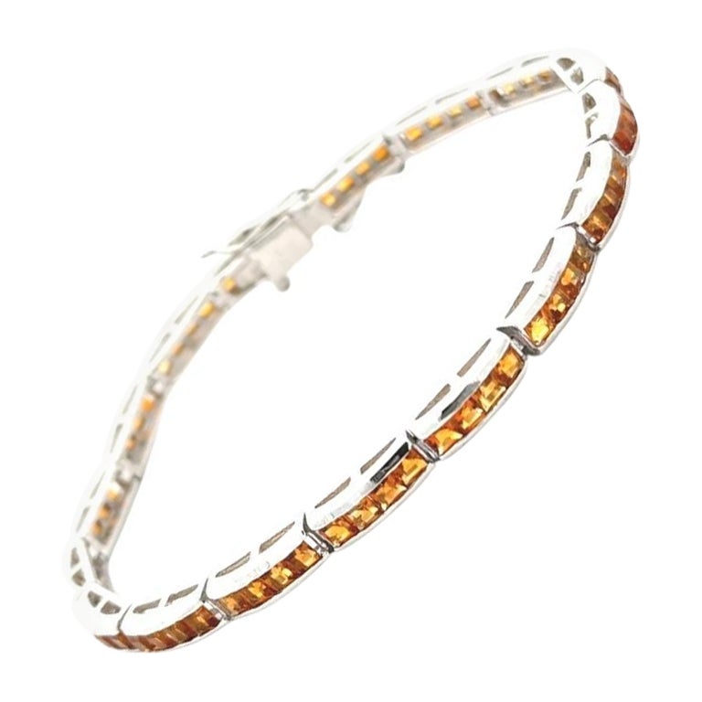 Bracelet de naissance de novembre en argent 925 et citrine de 6,5 carats pour femmes en vente