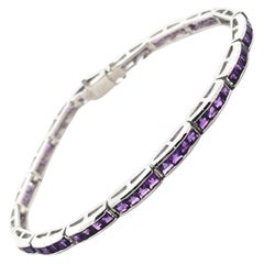 925 Sterling Silver Square Amethyst Gemstone Tennis Bracelet for Her