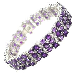 Bracciale con gemme di ametista viola da 27,2 carati in argento Sterling 925