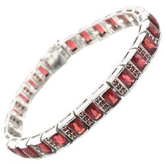 Deep Red Garnet Stone Sterling Silver Tennis Bracelet Engagement Gift for Mom