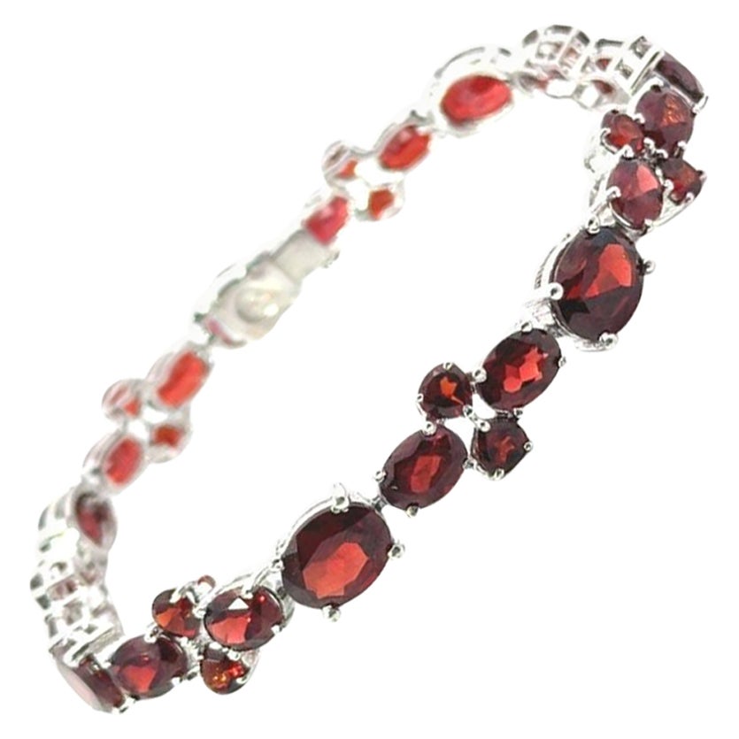 Prong Set Garnet 925 Sterling Silver Gemstone Tennis Bracelet Gift for Women