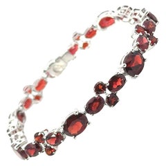 Prong Set Garnet 925 Sterling Silver Gemstone Tennis Bracelet Gift for Women