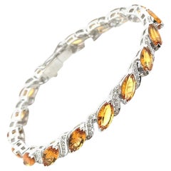 Bracelet tennis pour mère en argent sterling 925 avec citrine de style créatif de 16,15 carats