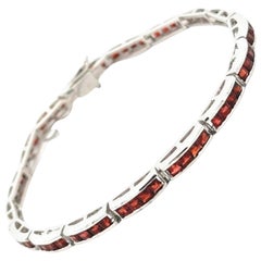 Natural Deep Red Garnet Stone Bracelet in 925 Sterling Silver Anniversary Gift