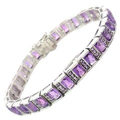 Pulsera de tenis de amatista natural para mujer en plata de ley 925