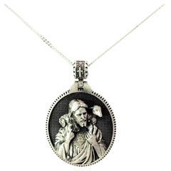 Pendentifs de médaille catholique Jésus et agneau en argent sterling 925