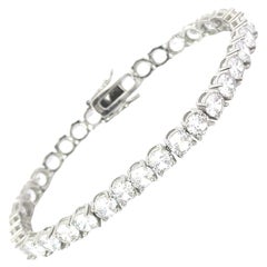 925 Sterling Silver Prong Round Shape Rhinestone Tennis Bracelet for Mom Gift