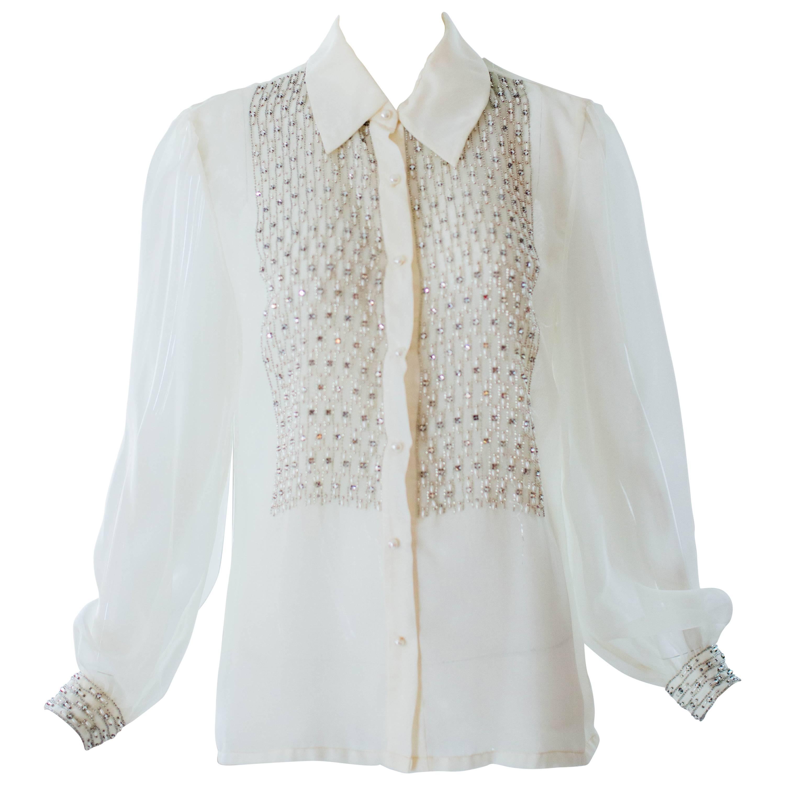 1960s Victoria Royal Beaded Blouse 