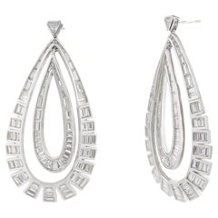 Pear Shape Rhinestone Double Layered Dangler Silver Earrings Gift for Engagement