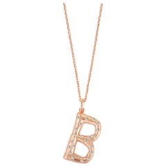 Uppercase Letter Rose Gold Plated Zircon Pendant in Silver Necklace for Women