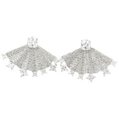Boucles d'oreilles éventail en argent et strass scintillants, cadeau de mariage