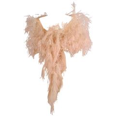 Nina Ricci Fanciful Pale Pink Feather and Silk Organza Evening Wrap