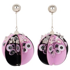 Prada Runway Collection Extra-Wide Pink and Black Sequin Earrings