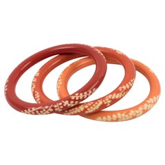Galalith geschnitzter Spacer-Armreif Orange Variation Trio