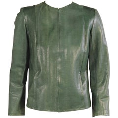 Vintage 1970's Halston Deep Green Karung Snakeskin Jacket
