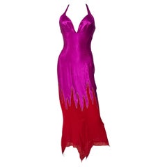 Abito in seta con perline rosa Thierry Mugler Couture