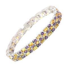 Bracelet de mariage en argent sterling en citrine naturelle et améthyste pour grand-mère