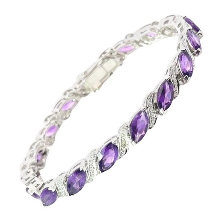 18,92 Karat Marquise Amethyst 925 Sterlingsilber-Tennisarmband für Damen, Geschenk im Angebot