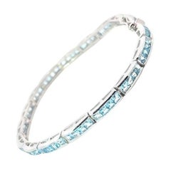 Bracelet tennis moderniste en argent sterling 925 et topaze bleue cadeau pour mère joaillière