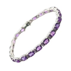 Natural Amethyst 11.15 Carat Tennis Bracelet in 925 Silver Handmade Mom Jewelry