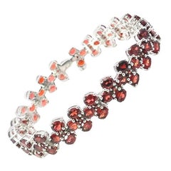 January Birthstone Natural Garnet Tennis Bracelet for Women in Sterling Silver
