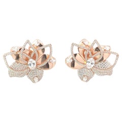 Boucles d'oreilles fleur de lotus en cristal et clous d'argent 925 pour Mom Jewelry