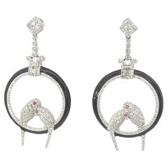 Pendants d'oreilles Love Birds en zircon pavé en argent sterling cadeau pour la fête des mères