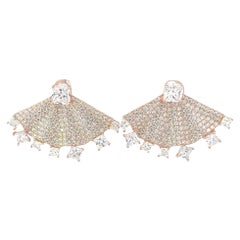 Art Deco Fan Shape 18K Rose Gold Plated Silver Rhinestone Earrings for Mom Gift