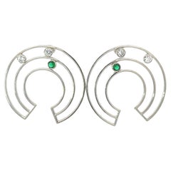 Art Deco Style Cubic Zirconia Circle Stud Earrings in Silver Jewelry for Mom