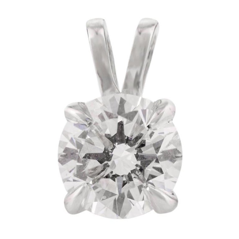 18k Solid White Gold Moissanite Solitaire Everyday Pendant for Anniversary Gift