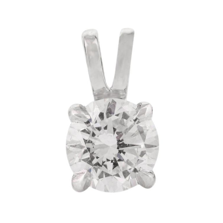 Colgante Solitario de Moissanita Redonda Brillante en Oro Blanco Macizo de 14k para Ella en venta