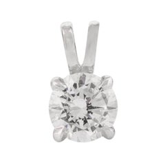 Brilliant Round Moissanite Solitaire Pendant in 14k Solid White Gold for Her
