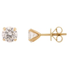 Minimalistischer minimalistischer Moissanit Solitär Stus-Ohrring aus Gelbgoldschmuck für sie
