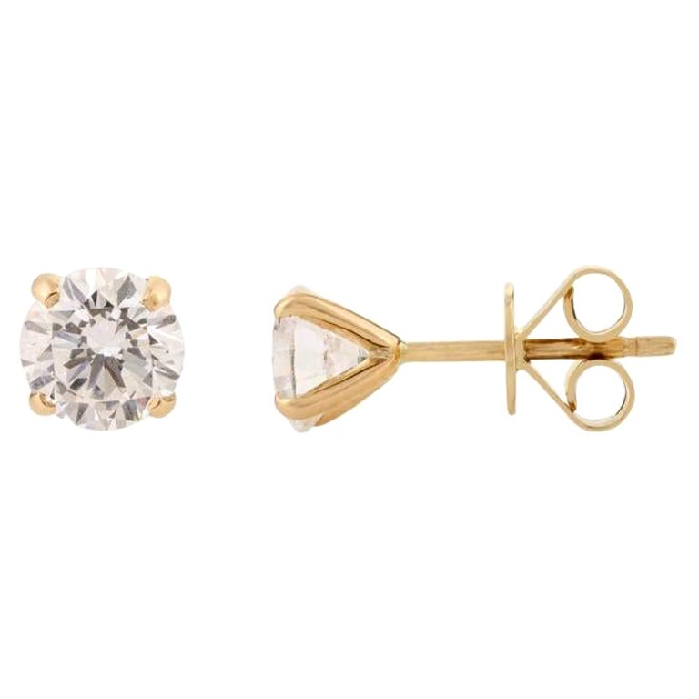 18k Yellow Gold Moissanite Gemstone Solitaire Stud Earring for Wedding Gift For Sale