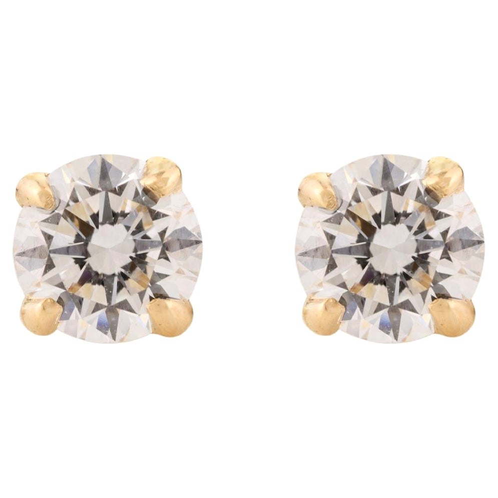 Moissanite Yellow Gold Jewelry Solitaire Push-Back Stud Earrings for Women For Sale