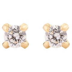 Art Deco Style Moissanite Studs Earring in Solid Yellow Gold Jewelry for Her